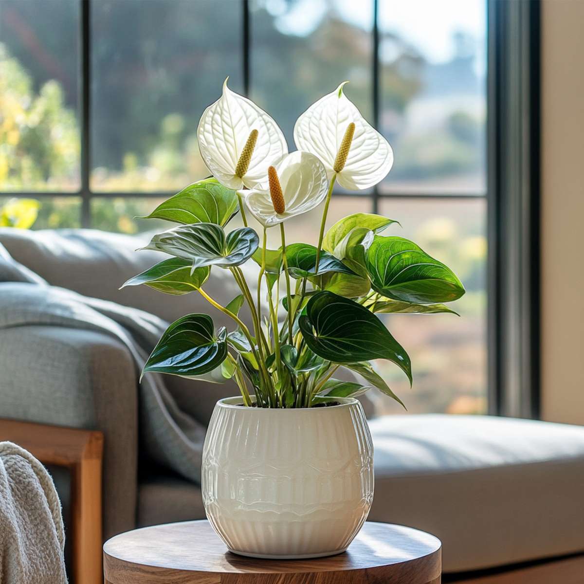 Anthurium Alpine White Laceleaf Houseplant - Height 40-55cm