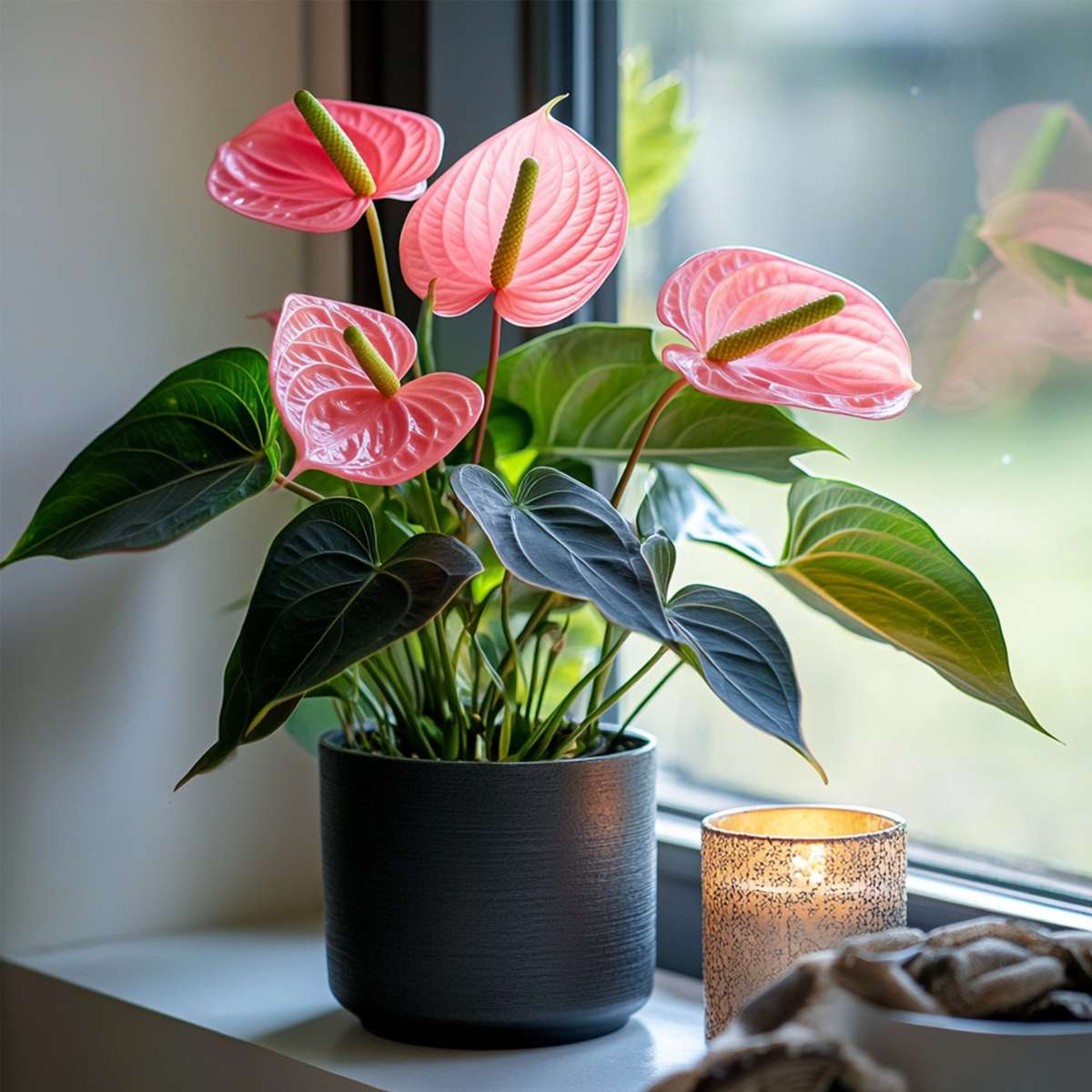 Anthurium Colorado Pink Laceleaf Houseplant - Height 40-55cm