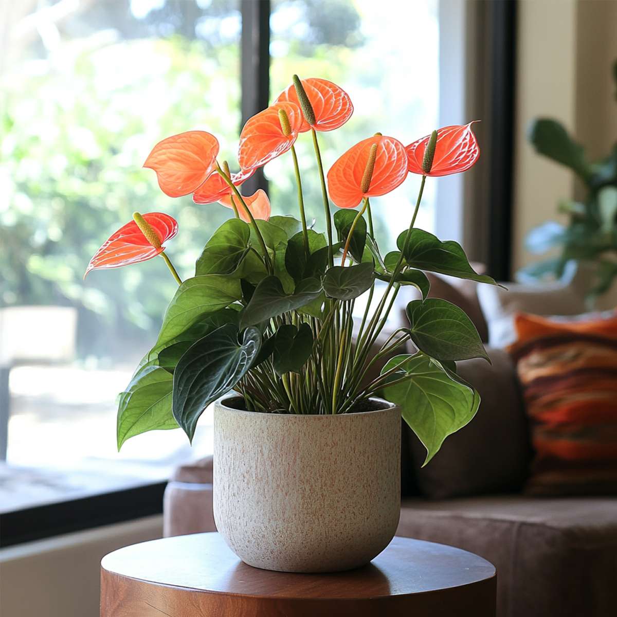 Anthurium Madural Orange Laceleaf Houseplant - Height 55-70cm