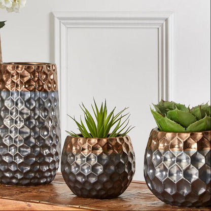 Small Ceramic Planter with Metallic Finish | Galaxy