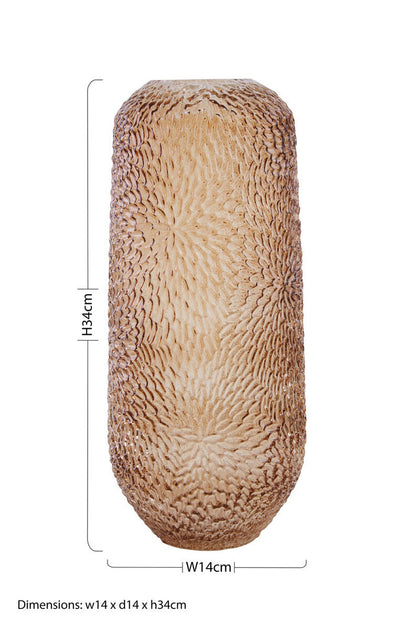 Large Embossed Amber Glass Vase | Colbie