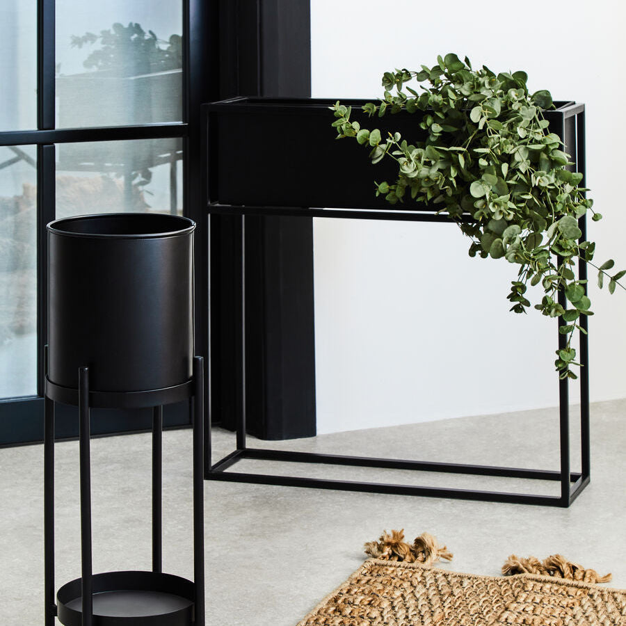 Asher Black Metal Floor Standing Plant Box