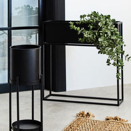 Asher Black Metal Floor Standing Plant Box