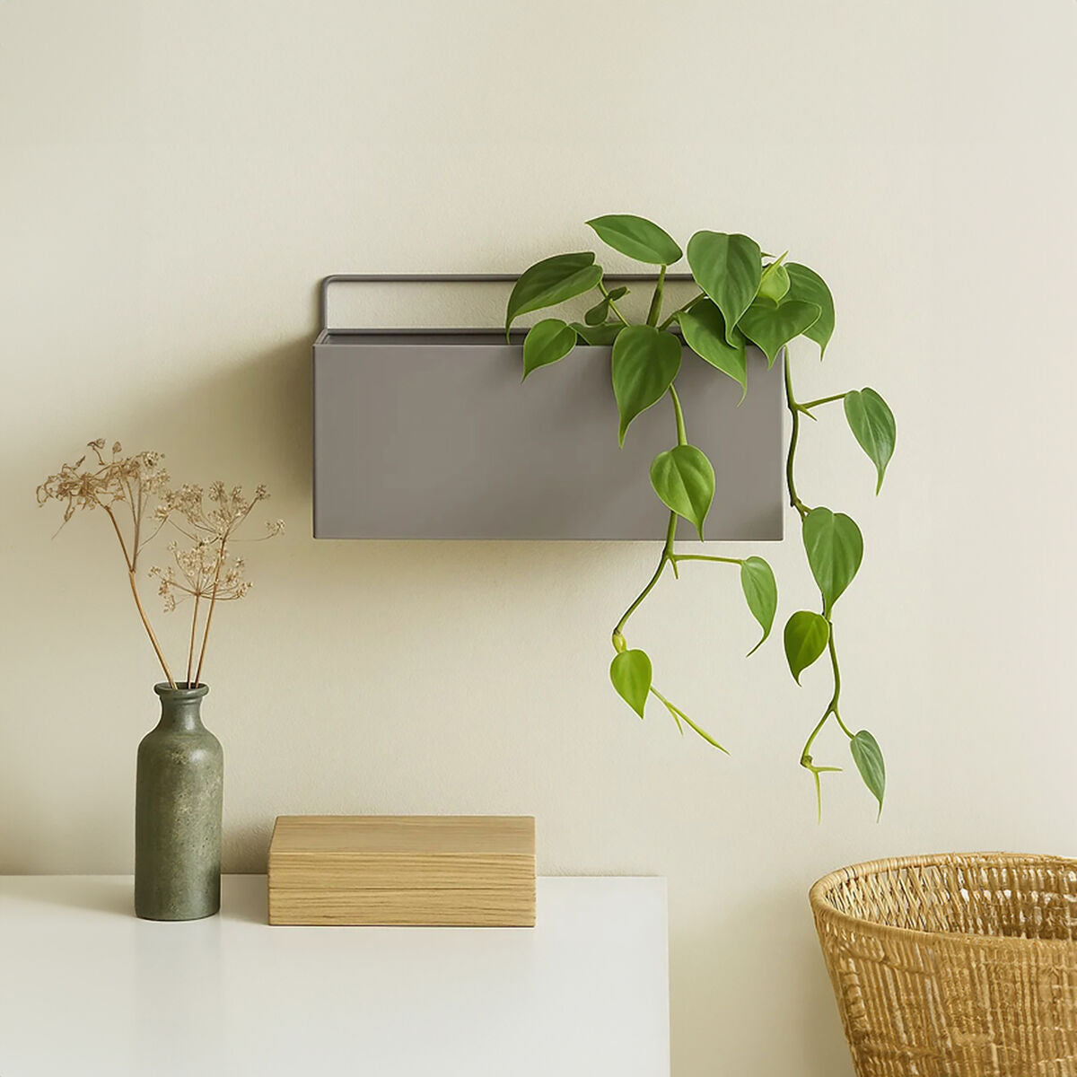 Asher Grey Metal Small Wall Plant Box