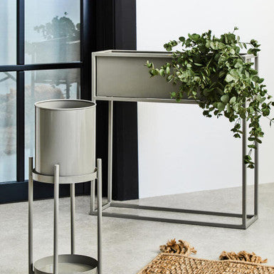 Asher Grey Metal Floor Standing Plant Box