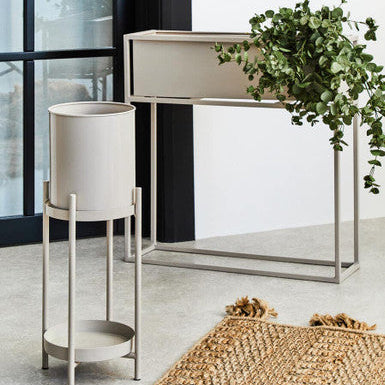 Asher Natural Metal Floor Standing Plant Box