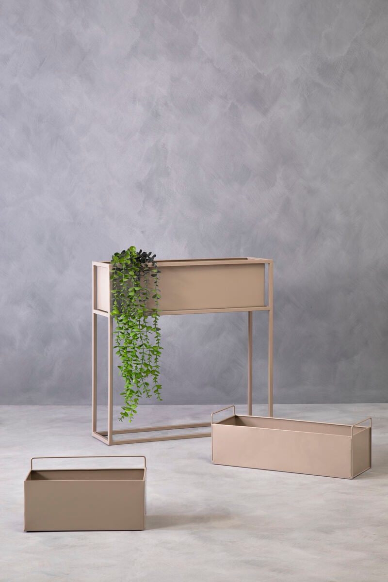Asher Natural Metal Floor Standing Plant Box