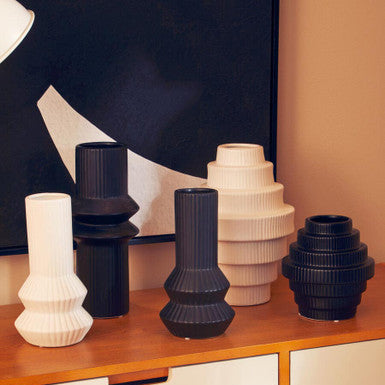 Black Small Step Design Vase | Fabia