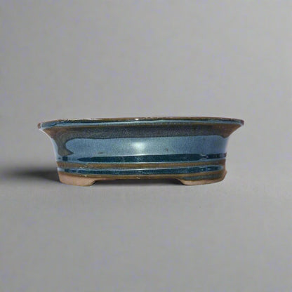 Blue Oval Glazed Bonsai Pot 16cm x 12cm x 4cm