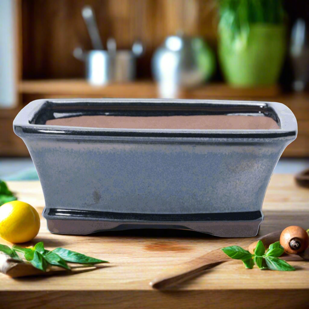 18cm_Glazed_Bonsai_Pot_Rectangle_18cm_x_14cm_x_6cm_Silver_-_Yorkshire_Bonsai-15764