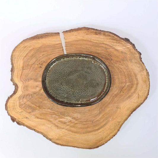 18cm Glazed Drip Tray | Oval | Green
