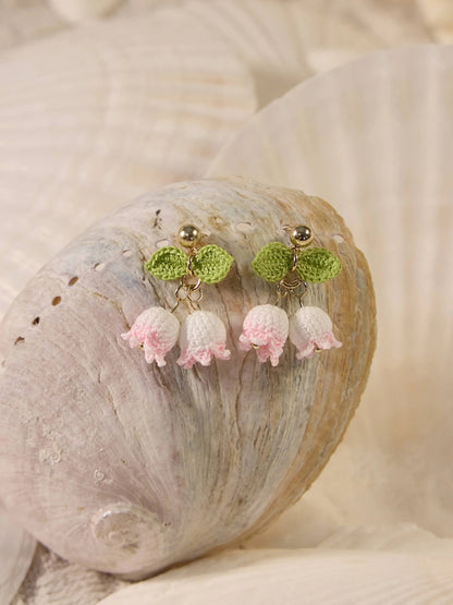 Lily Fairy Bell Micro Earrings Handmade Crochet Gift