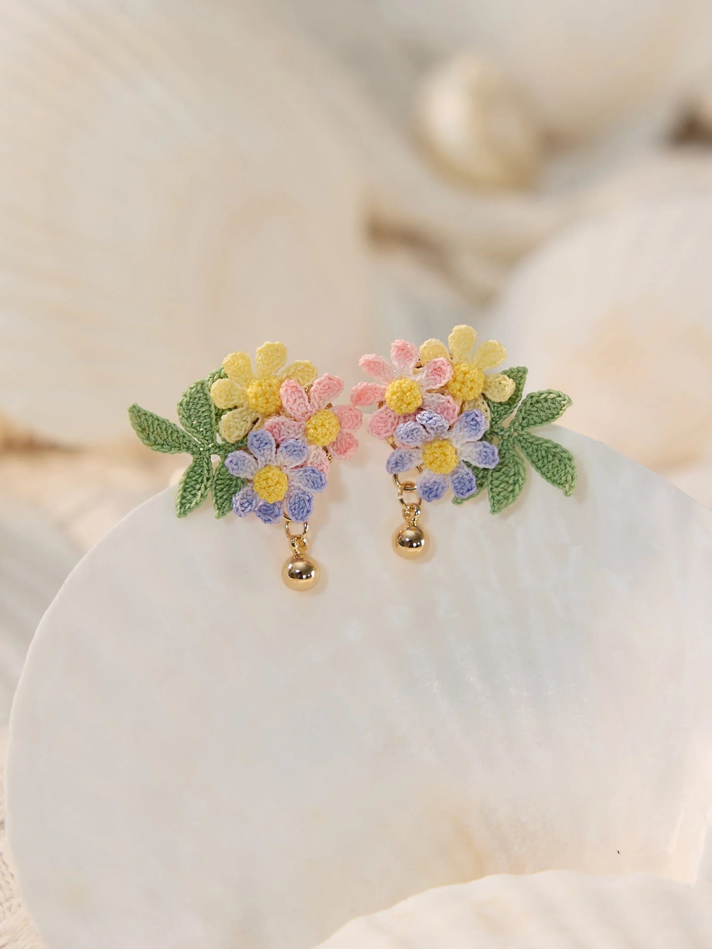 Bloom Burst Micro Earrings Handmade Crochet Gift