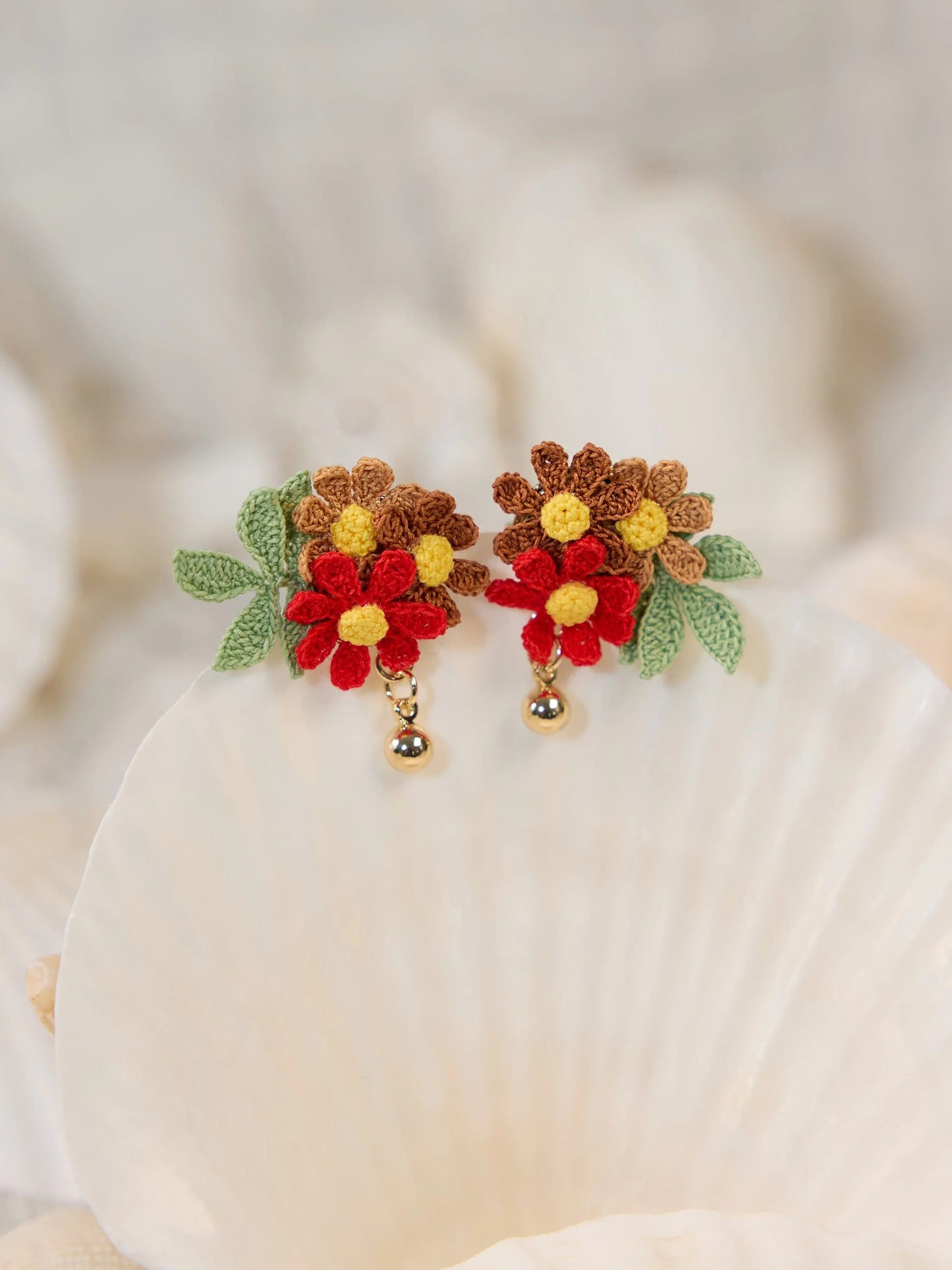 Bloom Burst Micro Earrings Handmade Crochet Gift