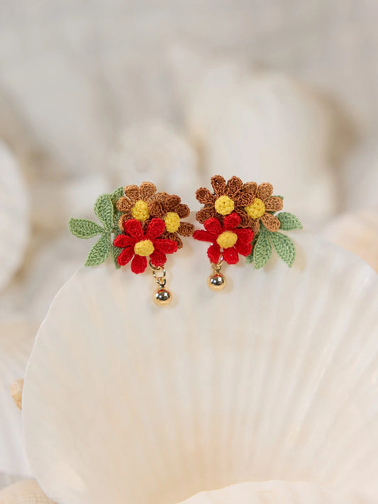 Bloom Burst Micro Earrings Handmade Crochet Gift