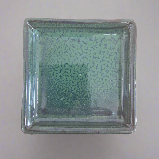 9cm Glazed Drip Tray | Square | Green
