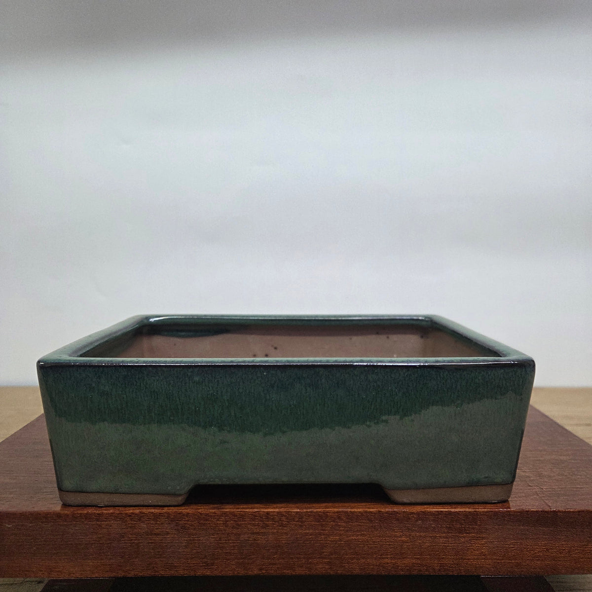 30cm Glazed Bonsai Pot | Rectangle | 30cm x 23cm x 9cm | Dark Green
