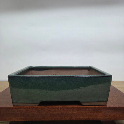 30cm Glazed Bonsai Pot | Rectangle | 30cm x 23cm x 9cm | Dark Green