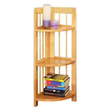 Heva Natural Tropical Hevea Wood 3 Tier Corner Shelf Unit