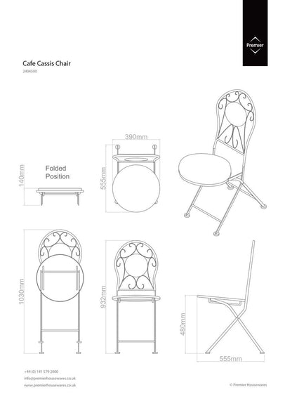Cafe Cassis Cream Metal Folding Bistro Chair