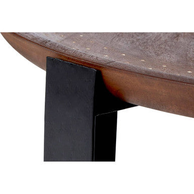 Templar Mango Wood and Black Finish Round Side Table