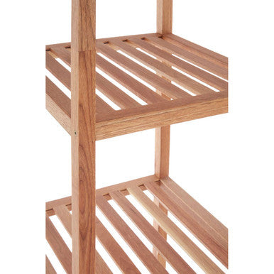Arla Natural Walnut Wood 4 Tier Tall Bathroom Shelf Unit