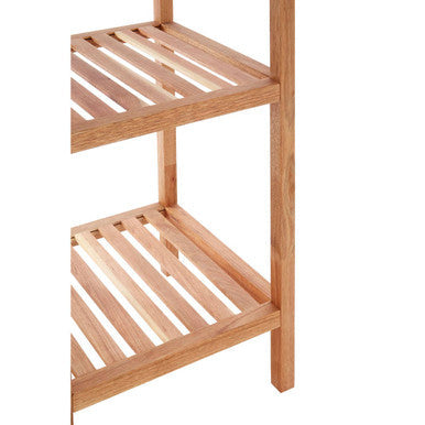 Arla Natural Walnut Wood 4 Tier Tall Bathroom Shelf Unit