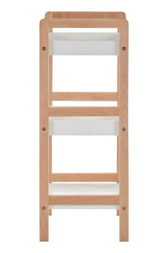 Arla Natural and White Wooden 3 Tier Bathroom Shelf Unit