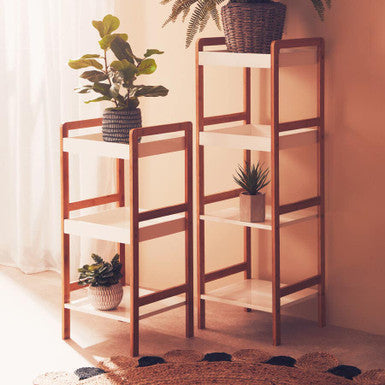 Arla Natural and White Wooden 3 Tier Bathroom Shelf Unit