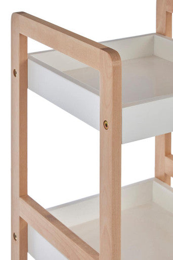 Arla Natural and White Wooden 3 Tier Bathroom Shelf Unit