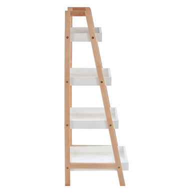 Arla Natural and White Birch Wood 4 Tier Bathroom Shelf Unit
