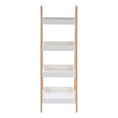 Arla Natural and White Birch Wood 4 Tier Bathroom Shelf Unit