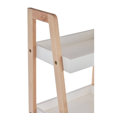 Arla Natural and White Birch Wood 4 Tier Bathroom Shelf Unit