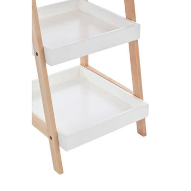 Arla Natural and White Birch Wood 4 Tier Bathroom Shelf Unit