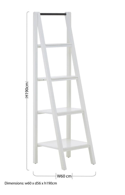 Dayak White Wooden 4 Tier Ladder Shelf Unit