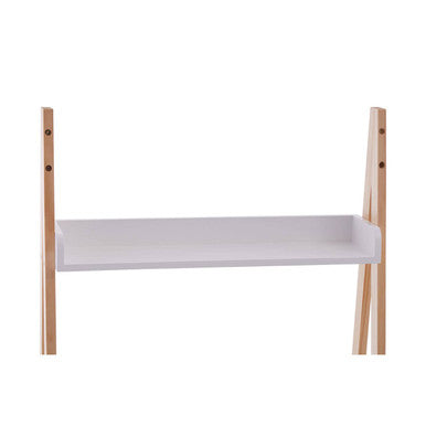 Rostok White and Natural Wood Ladder Shelf Unit with Drawer