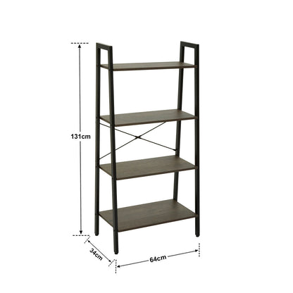 Bradbury Dark Oak Veneer 4 Tier Ladder Shelf Unit