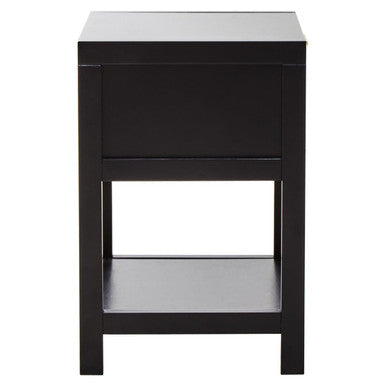 Sherman Black Finish and Natural Rattan 1 Drawer Side Table