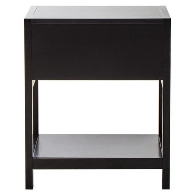 Sherman Black Finish and Natural Rattan 1 Drawer Side Table