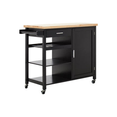 Frankfurt Black Wooden Kitchen Trolley