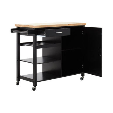 Frankfurt Black Wooden Kitchen Trolley