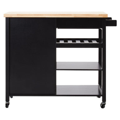 Frankfurt Black Wooden Kitchen Trolley
