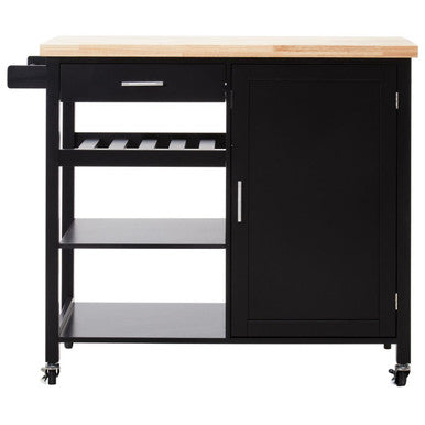 Frankfurt Black Wooden Kitchen Trolley
