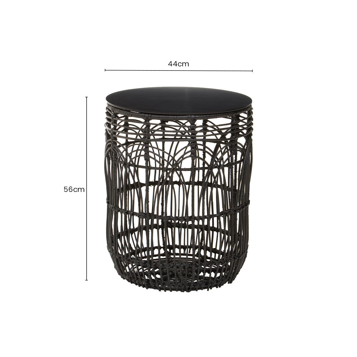 Arles Black Rattan Round Side Table