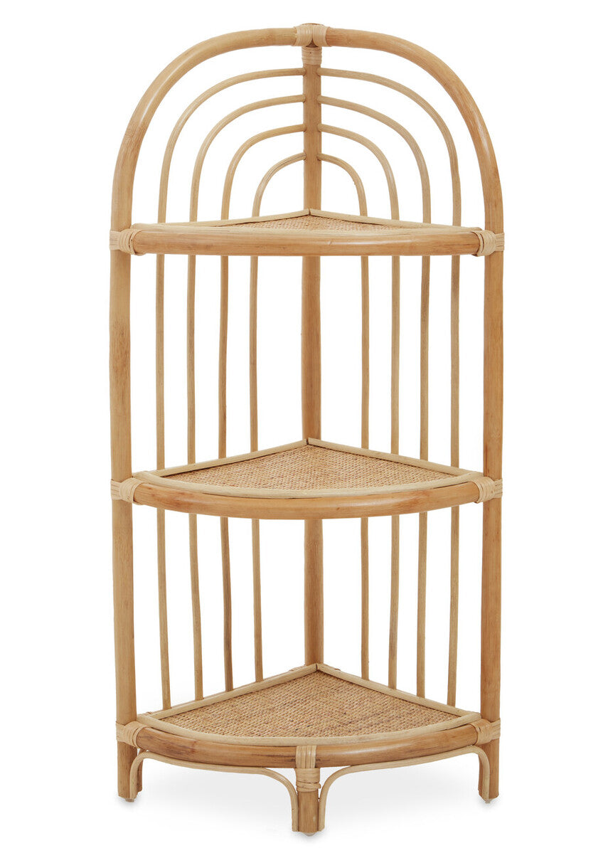 Mataram Natural Rattan 3 Tier Corner Shelf Unit