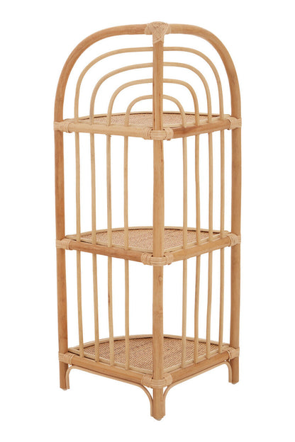 Mataram Natural Rattan 3 Tier Corner Shelf Unit