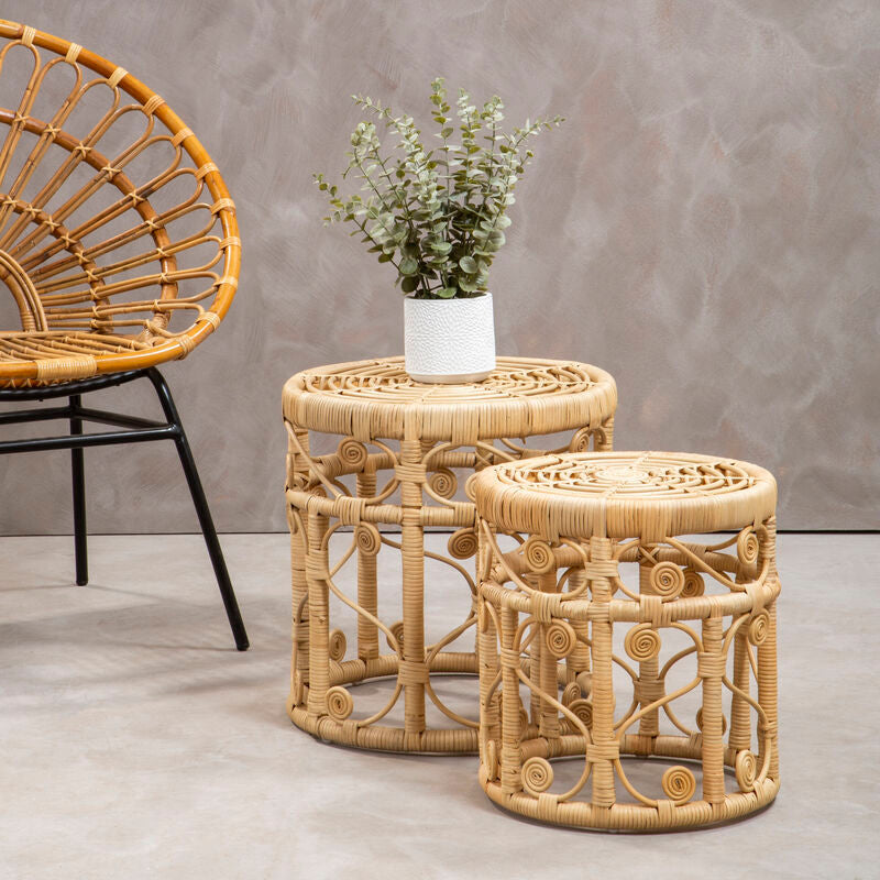Mataram Natural Rattan Set of 2 Tables