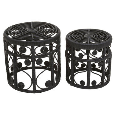 Mataram Black Natural Rattan Set of 2 Tables