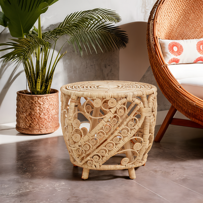 Mataram Natural Rattan Round Side Table