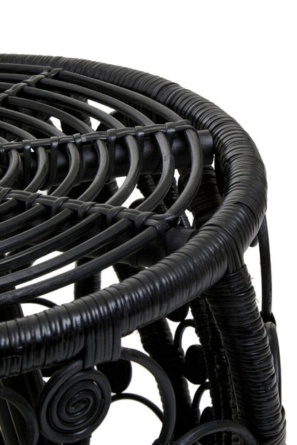 Mataram Black Natural Rattan Side Table